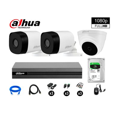 KIT 3 CÁMARA SEGURIDAD DAHUA 13020203016 FULL HD 1080P + DISCO HDMI 1 TB