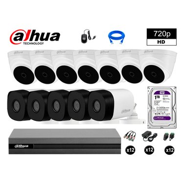 KIT 12 CÁMARA SEGURIDAD DAHUA 13020212092 HD 720P + DISCO HDMI 1 TB