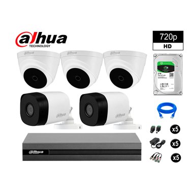 KIT 5 CÁMARA SEGURIDAD DAHUA 13020205046 HD 720P + DISCO HDMI 2 TB