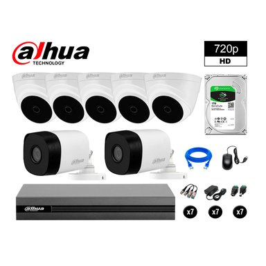 KIT 7 CÁMARA SEGURIDAD DAHUA 13020207062 HD 720P + DISCO HDMI 1 TB