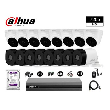 KIT 16 CÁMARA SEGURIDAD DAHUA 13020216112 HD 720P + DISCO HDMI 1 TB