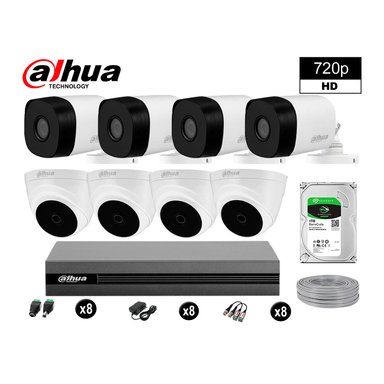 KIT 8 CÁMARA SEGURIDAD DAHUA 13020208073 HD 720P + DISCO COMPLETO 1 TB