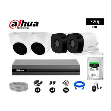 KIT 4 CÁMARA SEGURIDAD DAHUA 13020204036 HD 720P + DISCO COMPLETO 1 TB
