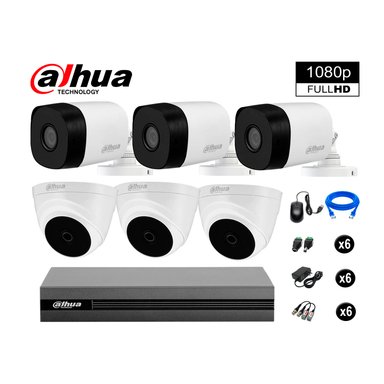 KIT 6 CÁMARA SEGURIDAD DAHUA 13020206050 FULL HD 1080P + CABLE HDMI OFERTA