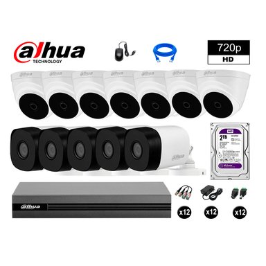 KIT 12 CÁMARA SEGURIDAD DAHUA 13020212095 HD 720P + DISCO HDMI 2 TB