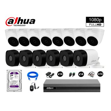 KIT 14 CÁMARA SEGURIDAD DAHUA 13020214100 FULL HD 1080P + DISCO HDMI 2 TB