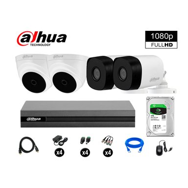 KIT 4 CÁMARA SEGURIDAD DAHUA 13020204021 FULL HD 1080P + DISCO HDMI 1 TB