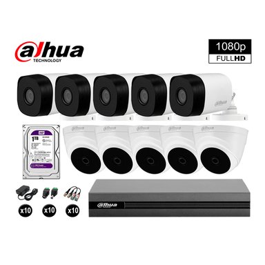 KIT 10 CÁMARA SEGURIDAD DAHUA 13020210077 FULL HD 1080P + DISCO HDMI 1 TB