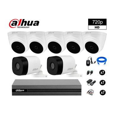 KIT 7 CÁMARA SEGURIDAD DAHUA 13020207065 HD 720P + CABLE HDMI