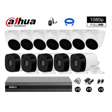KIT 12 CÁMARA SEGURIDAD DAHUA 13020212091 FULL HD + CABLE HDMI OFERTA