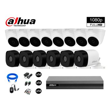 KIT 14 CÁMARA SEGURIDAD DAHUA 13020214101 FULL HD 1080P + CABLE HDMI OFERTA
