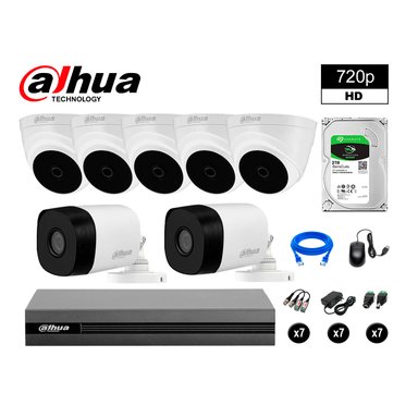 KIT 7 CÁMARA SEGURIDAD DAHUA 13020207066 HD 720P + DISCO HDMI 2 TB