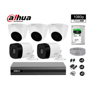 KIT 5 CÁMARA SEGURIDAD DAHUA 13020205039 FULL HD 1080P + DISCO COMPLETO 2 TB