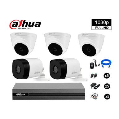 KIT 5 CÁMARA SEGURIDAD DAHUA 13020205040 FULL HD 1080P + CABLE HDMI OFERTA