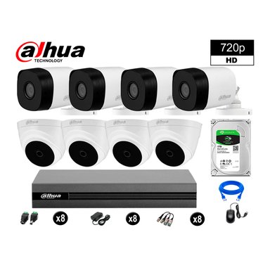 KIT 8 CÁMARA SEGURIDAD DAHUA 13020208072 HD 720P + DISCO HDMI 1 TB
