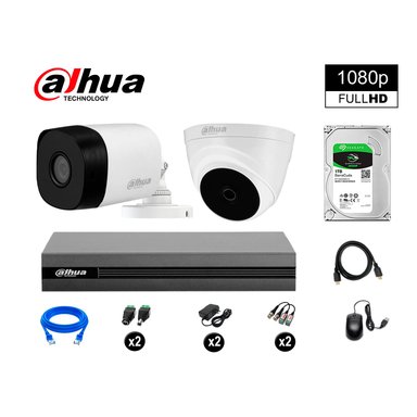 KIT 2 CÁMARA SEGURIDAD DAHUA 13020202008 FULL HD 1080P + DISCO HDMI 1 TB