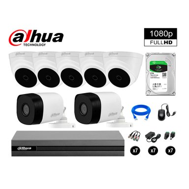 KIT 7 CÁMARA SEGURIDAD DAHUA 13020207057 FULL HD 1080P + DISCO HDMI 2 TB
