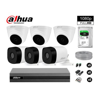 KIT 6 CÁMARA SEGURIDAD DAHUA 13020206049 FULL HD 1080P + DISCO COMPLETO 2 TB