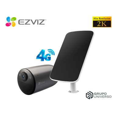 CÁMARA SEGURIDAD EZVIZ EB3 4G 2K 3MP + PANEL SOLAR KIT AUDIO 2 VÍAS DETECCIÓN PERSONAS ALARMA BATERÍA RECARGABLE