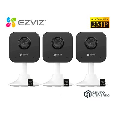 KIT 3 CÁMARA SEGURIDAD EZVIZ H1C FULL HD 1080P VISIÓN 108 AUDIO DOBLE VÍA DETECCIÓN MOVIMIENTO 64GB