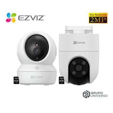KIT CÁMARA SEGURIDAD EZVIZ H6C + H8C FULL HD AUDIO DOBLE VÍA NOCHE COLOR DETECCIÓN PERSONAS 64GB