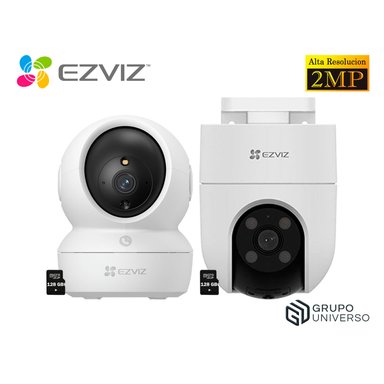 KIT CÁMARA SEGURIDAD EZVIZ H6C + H8C FULL HD AUDIO DOBLE VÍA NOCHE COLOR DETECCIÓN PERSONAS 128GB