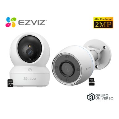 KIT CÁMARA SEGURIDAD EZVIZ H6C + H3C FULL HD 360 AUDIO 2VÍAS DETECCIÓN MOVIMIENTO VISIÓN NOCTURNA 128GB