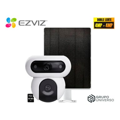 CÁMARA SEGURIDAD EZVIZ HB90 DUAL KIT 4MP + 4MP AUDIO 2VÍAS DETECCIÓN IA DEFENSA ACTIVA BATERÍA PANEL SOLAR 64GB