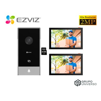 KIT VIDEOPORTERO WIFI EVIZ HP5 2MP AUDIO BIDIRECCIONAL 3 MÉTODOS APERTURA + 1 PANTALLA 64GB