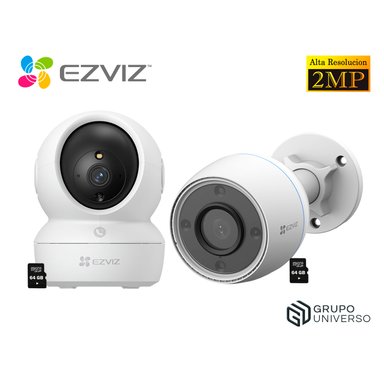 KIT CÁMARA SEGURIDAD EZVIZ H6C + H3C FULL HD 360 AUDIO 2VÍAS DETECCIÓN MOVIMIENTO VISIÓN NOCTURNA 64GB