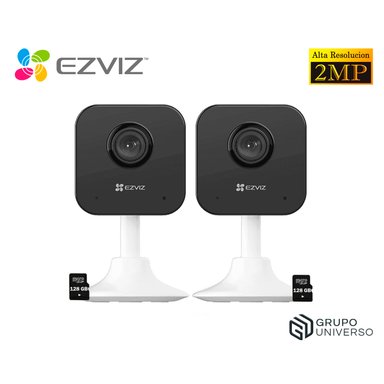 KIT 2 CÁMARA SEGURIDAD EZVIZ H1C FULL HD 1080P VISIÓN 108 AUDIO DOBLE VÍA DETECCIÓN MOVIMIENTO 128GB