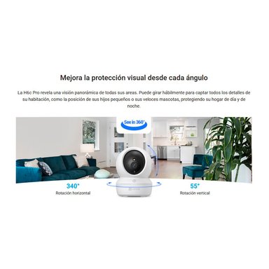 CÁMARA SEGURIDAD EZVIZ H6C PRO 3K 5MP AUDIO 2VÍAS BOTÓN LLAMADA DETECCÓN SONIDO + SOPORTE PARED 64GB - 4