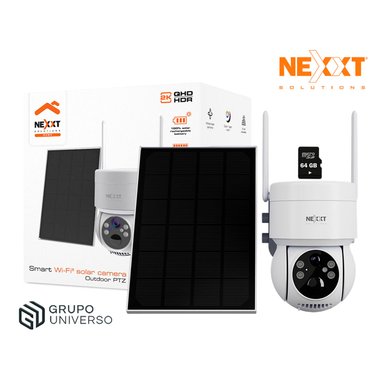 CÁMARA SEGURIDAD NEXXT NHC-OP20S 3MP 2K + SD 64GB DETECCIÓN HUMANA PANEL SOLAR SIRENA