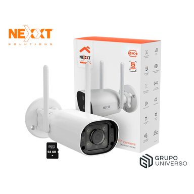 CÁMARA SEGURIDAD NEXXT NHC-OF10 5MP + SD 64GB VISIÓN NOCTURNA AUDIO DOBLE VÍA SIRENA 90DB