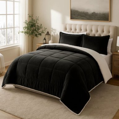 EDREDON NUBE HOGAR 1 PLAZA INVERNIA SET CUADROS FELPA CON SHERPA + FUNDA DE ALMOHADA