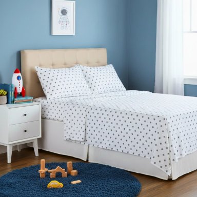 JUEGO DE SÁBANAS ALGODÓN PIMA 1.5 PLAZA WHITE STAR COLOR PLUS SIZE