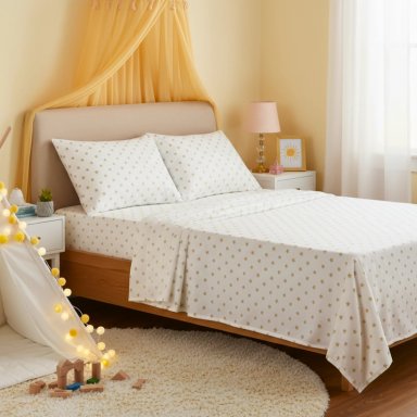 JUEGO DE SÁBANAS ALGODÓN PIMA 1 PLAZA WHITE STAR COLOR PLUS SIZE