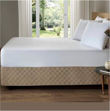 FALDON DE TARIMA 1.5 PLAZA QUILTED ROMBOS BEIGE OSCURO 30CM PROMO