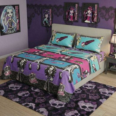 JUEGO SABANAS 1.5 PLAZA LISO MONSTER GIRL ALGODON