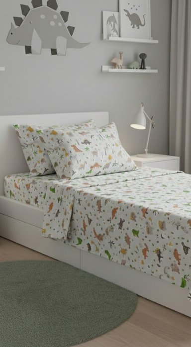 JUEGO DE SÁBANAS LISO 1.5 PLAZA BABY DINO ALGODON