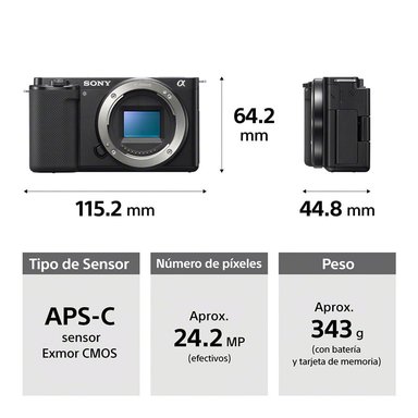 CÁMARA SONY ZV-E10 4K UHD 3840 X 2160 24.2MPX ALPHA DIGITAL VLOGGERS NEGRO - 2