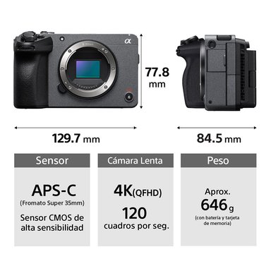 CÁMARA SONY FX30B 4K UHD 3840 X 2160 GATEWAY CINEMA LINE COMPACTA - 3
