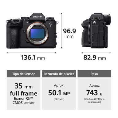 SONY CÁMARA ILCE-1M2 FULL FRAME MIRRORLESS NEGRO - 5