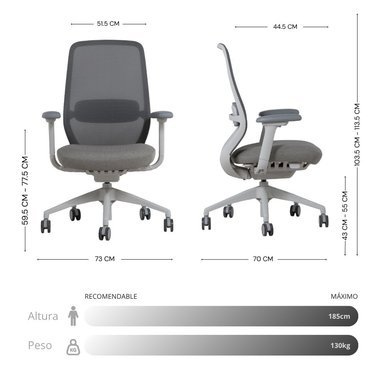 SILLA DE OFICINA NIHMO 4 NEW OPERATIVA GRIS - 3