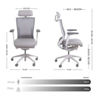 SILLA DE OFICINA NIHMO 6 NEW GERENCIAL BLANCO - 3