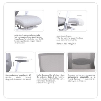 SILLA DE OFICINA NIHMO 6 NEW GERENCIAL BLANCO - 5