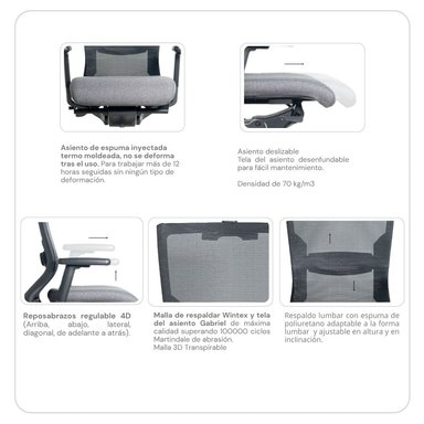 SILLA DE OFICINA NIHMO 6 NEW GERENCIAL NEGRO - 5