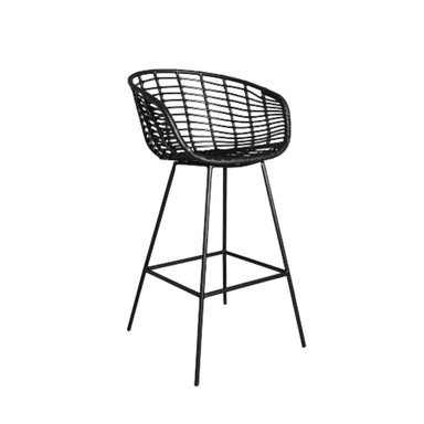 SILLA BAR NIHM LINCON RATTAN BLACK 65 CM METAL NEGRO
