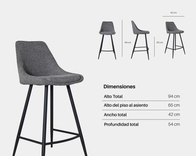 SILLA BAR NIHM BEAT ALTA 65 CM METAL GRIS OSCURO - 3