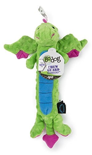 GODOG SKINNY DRAGONS CON PROTECTOR PARA MASTICAR JUGUETES PARA PERROS DE PELUCHE DURADEROS CON CHIRRIADORES